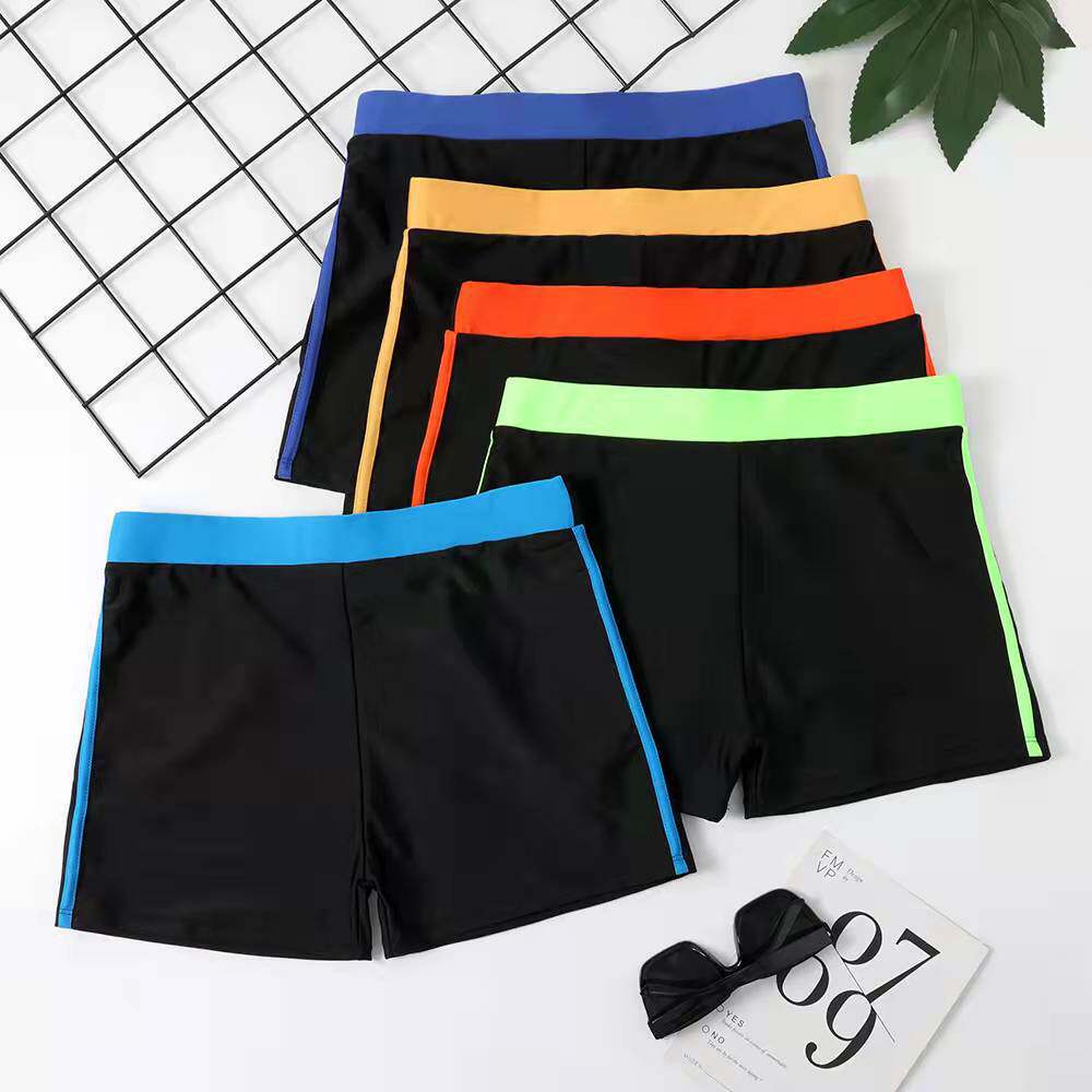 温泉游泳裤男款纯色涤纶宽边保守显瘦四角平角舒适防尴尬男泳衣