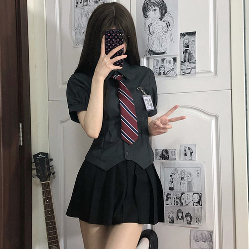 学院风jk衬衫收腰内搭白衬衣女