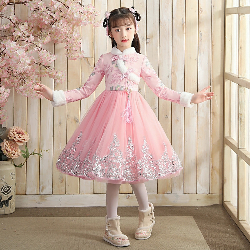 连衣裙唐装汉服儿童公主加绒冬