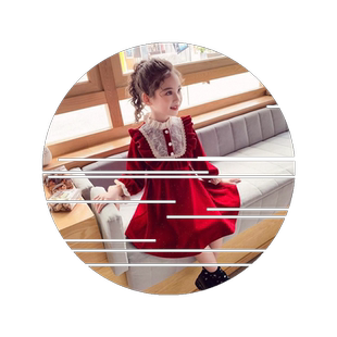 2026新款女童连衣裙儿童韩版丝绒公主裙女孩红色蕾丝洋气裙子春装
