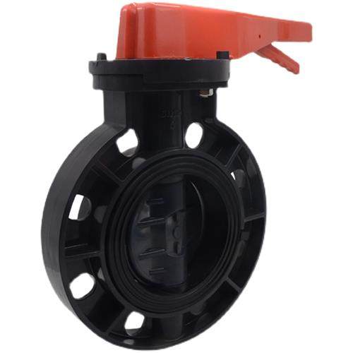 UPVC对夹式蝶阀法兰塑胶手柄蝶阀管道塑料阀门开关密封手柄蝶阀