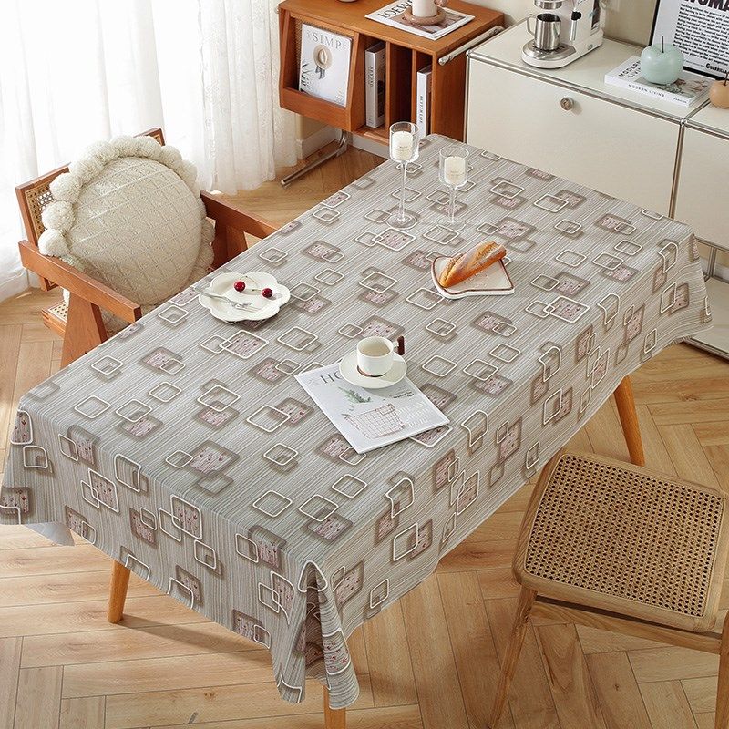 桌布防水防烫防油免洗少女心pvc塑料茶几垫台布长方形家用餐桌布