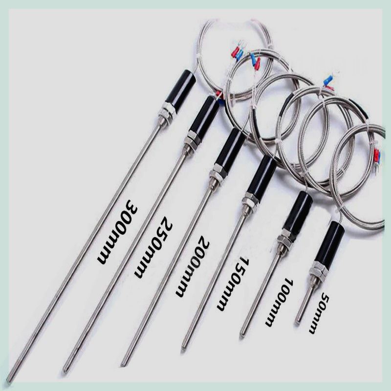 PT100温度感测器耐高温温控监视器热电阻K型E型防水固定螺纹200mm