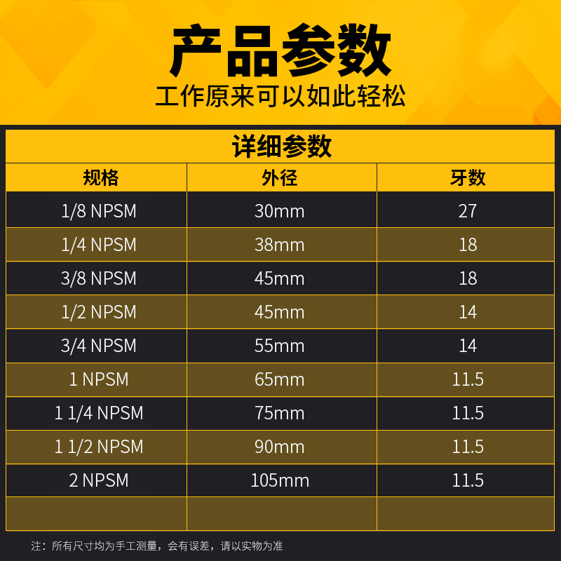 管螺纹板牙NPSM机用美制元圆板牙1/8 1又1/4 3/8 1/2 3/4 1寸 2寸