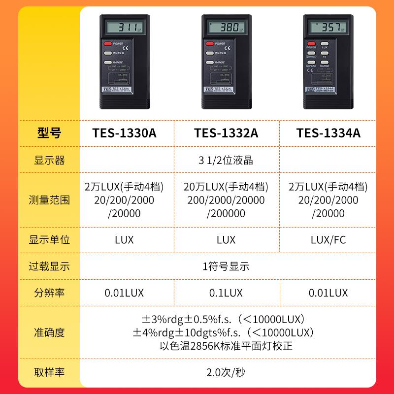 泰仕TES1332A数字照度计高精度测光仪光照度计照度测试仪TES1330A