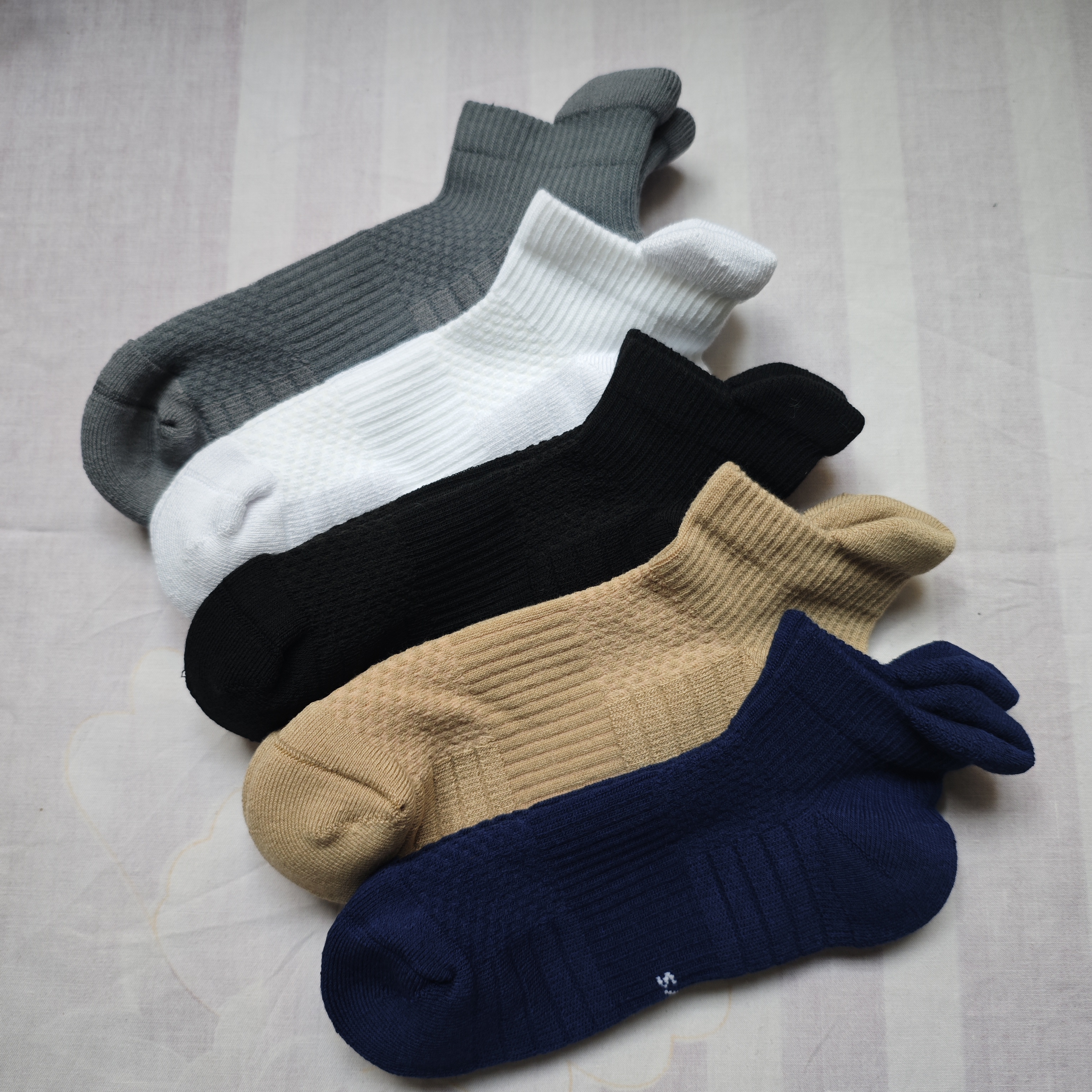 5双竹纤维毛巾底压力跑步袜男女同款无骨对目网眼透气吸汗防臭