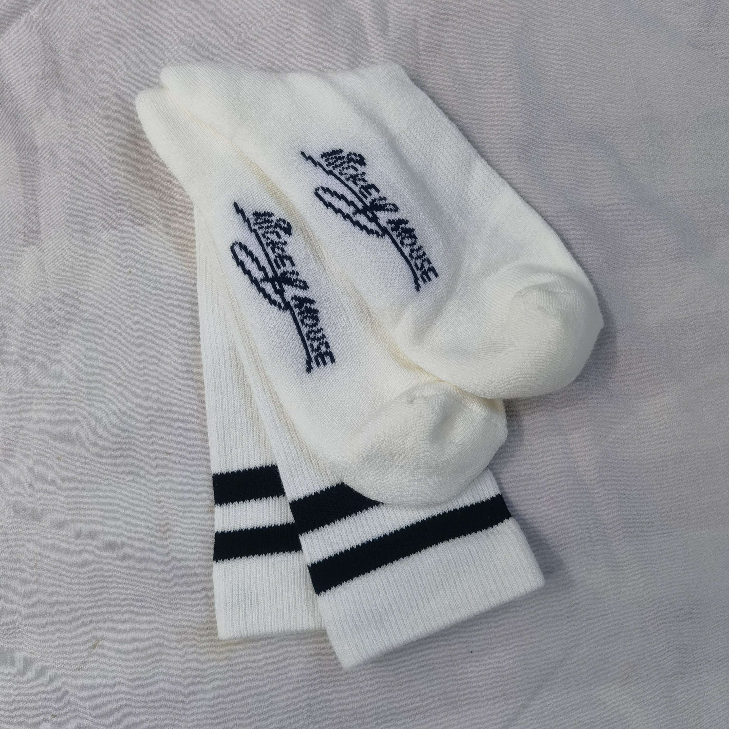 10双纯棉毛巾底高筒男运动袜精梳棉黑杠子毛圈底篮球足球袜