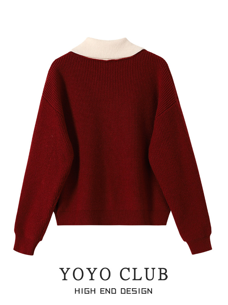 YOYO CLUB 가을과 겨울 여성을위한 가짜 투피스 새해 빨간 스웨터 스웨터 하이 웨이스트 스커트 새해 이브 정장