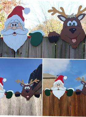 2024 New year santa claus fence peeps christmas decoration o