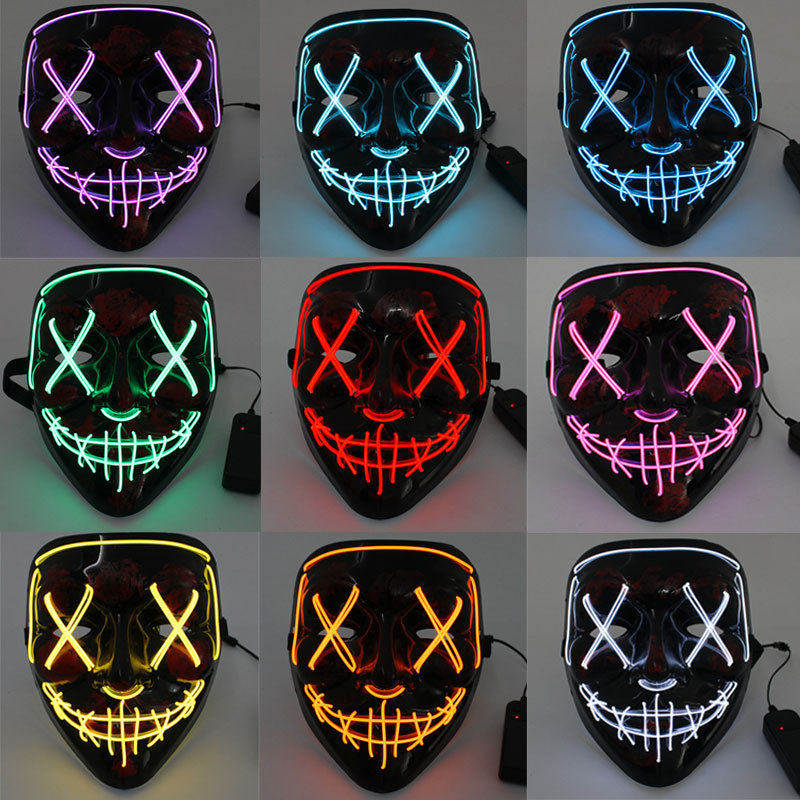 2pcs led light mask Halloween costume prop Scary Face mask,模玩/动漫/周边/娃圈三坑/桌游,COSPLAY配件/道具/人偶服,淘宝优惠券,粉丝福利购,淘宝优惠卷
