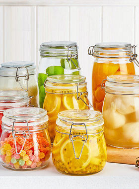 sealed glass jar transparent square food storage large safe