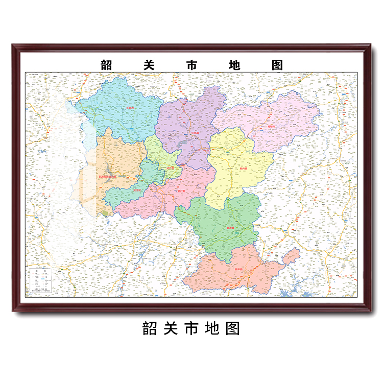 定制带框装裱2021年新版韶关市地图世界挂图书房办公室装饰挂画