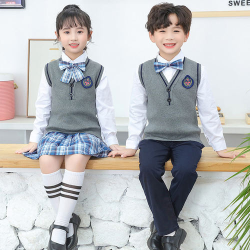 幼儿园园服男女童jk春秋装儿童英伦校服小学生班服秋冬马甲三件套 - 封面