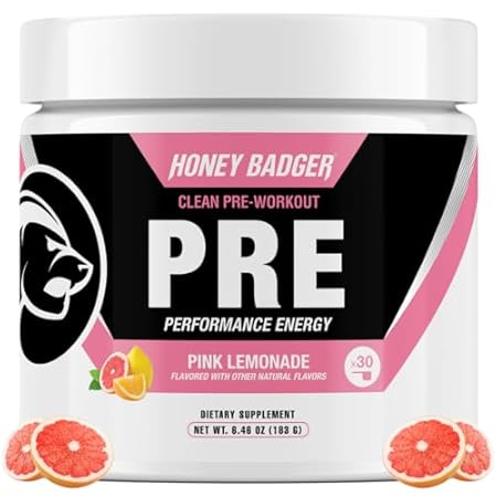 Honey Badger Pre Workout Powder， Keto Vegan Preworkout fo