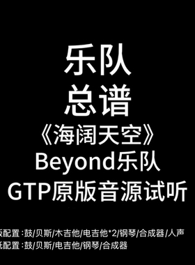 C25乐队总谱《海阔天空》Beyond 吉他鼓贝斯键盘钢琴谱PDF附音频