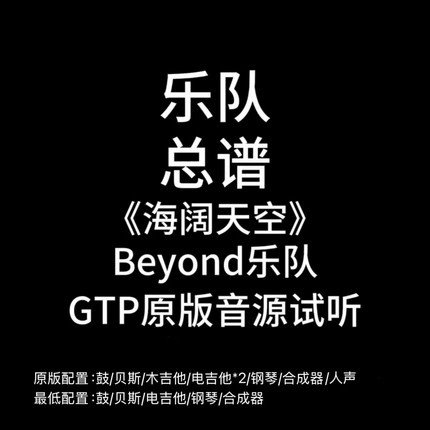 C25乐队总谱《海阔天空》Beyond 吉他鼓贝斯键盘乐队谱PDF附音频