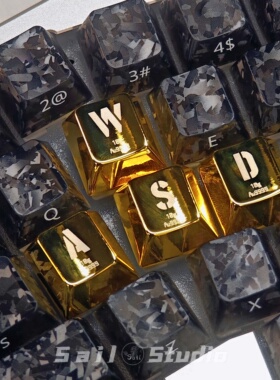 原创个性键帽wasd黄金高质量艺术外设上下左右有个性礼物键盘帽