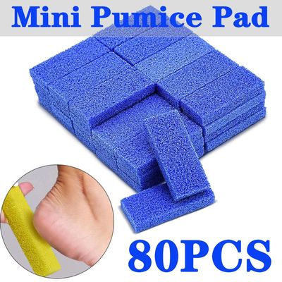 80 Pcs Disposable Foot Scrubber Pumice Pads Blue Salon Pedic