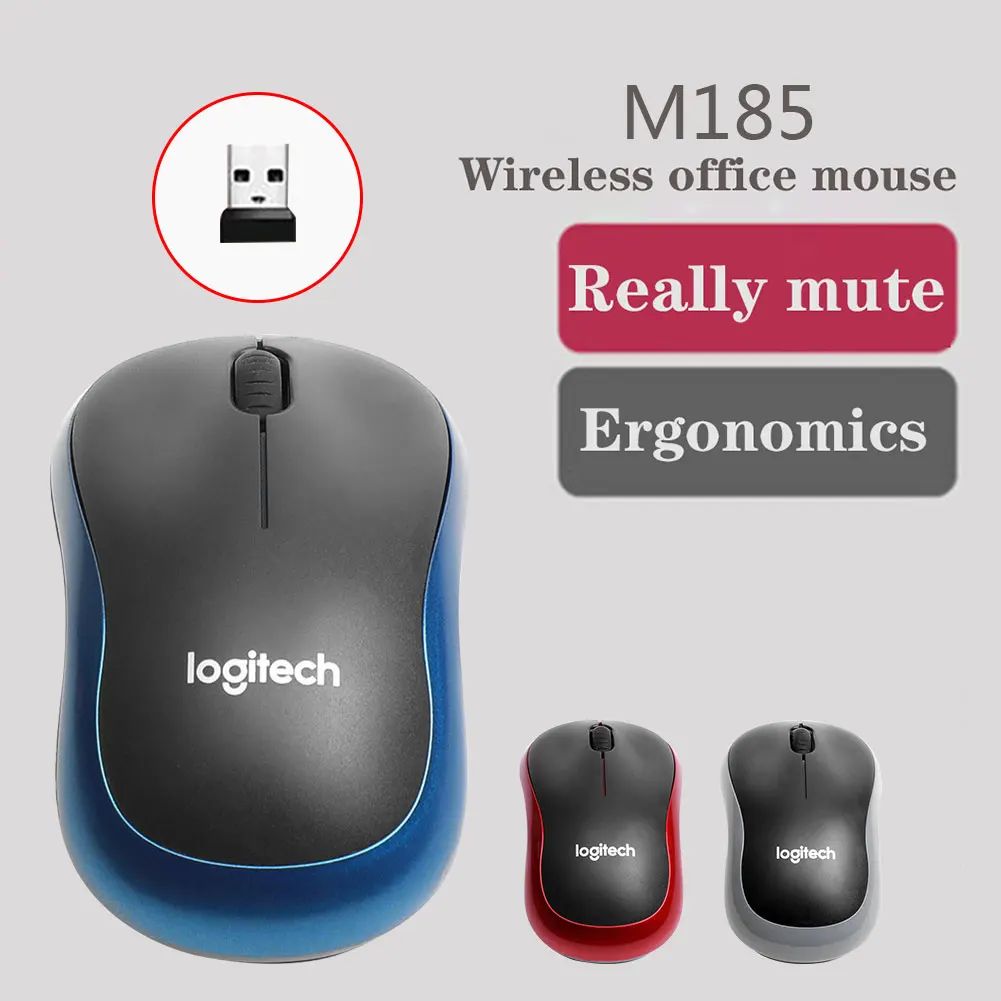 Logitech m185 mouse sem fio 2.4ghz usb 1000dpi ratos recepto