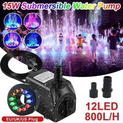 Bomba de agua sumergible con 12 luces Led, 15w, reducción d