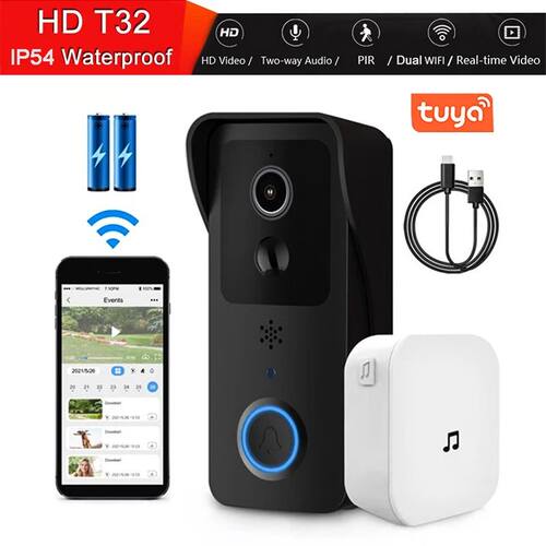 Tuya inteligente campainha de vídeo 1080p 2.4/5ghz wi fi ao