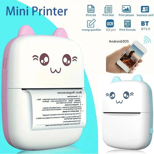 Mini impresora térmica inalámbrica BT, 200dpi, etiqueta fo