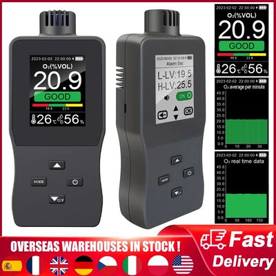 Medidor de oxígeno Digital 3 en 1, alarma de concentración