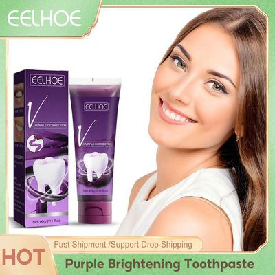 EELHOE-Roxo Creme Dental Corrector, Limpeza Dentes, Clareame