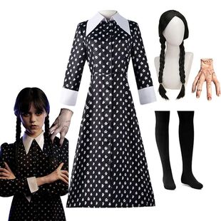 Cosplay preto gótico para crian?as, vestido floral diário,