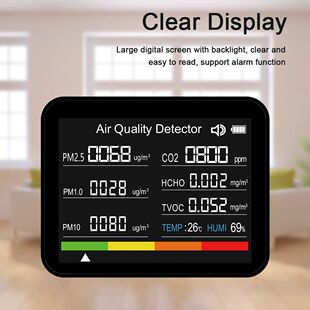 Monitor de calidad del aire 8 en 1, medidor de CO2, Detector