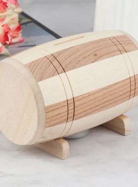 Mealheiro de madeira para dinheiro e dinheiro, barril do vin