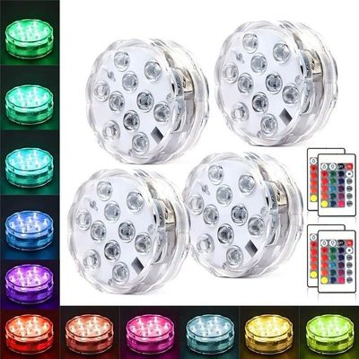 10LEDs RGB sumergible luces LED luz de noche bajo el agua al