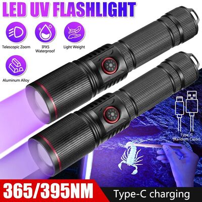 Linterna LED UV de 365nm/395nm, luz negra ultravioleta con Z