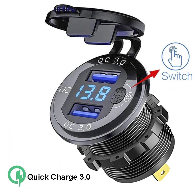 Cargador de coche QC3.0 Dual USB encendedor de cigarrillos,