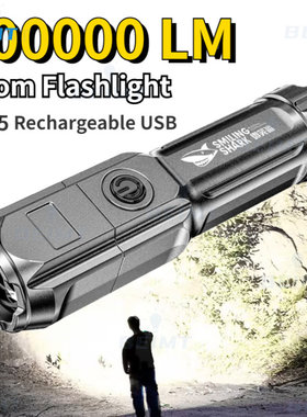 Poderosa lanterna LED impermeável, carregamento USB, tátic