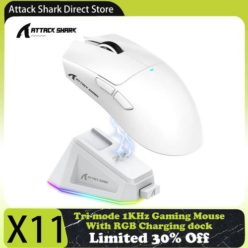 Attack Shark X11 Rato para jogos de modo triplo com base de