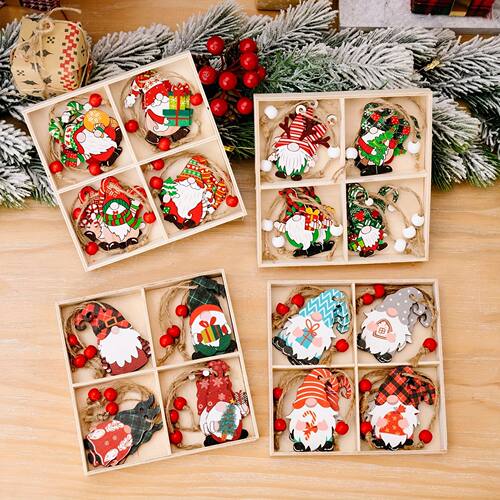 Natal Enfeites De Boneca De Madeira Faceless, Pingente Decor