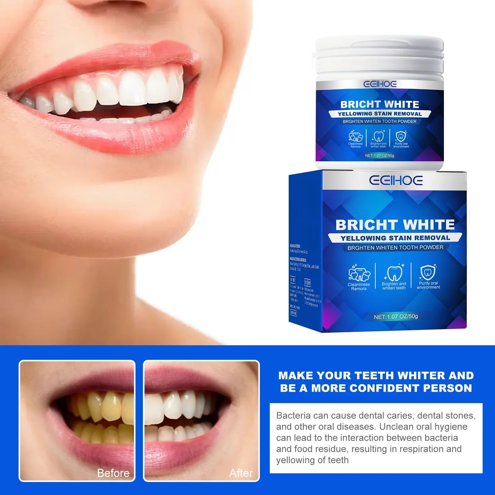 Teeth Whitening Powder Deep Cleansing Strongly Stain Remove