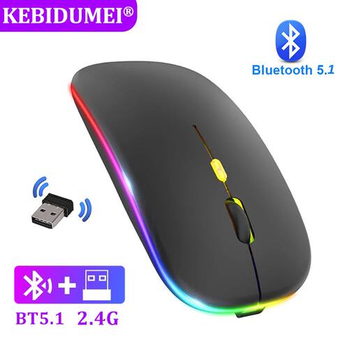 Mouse Bluetooth Recarregável Sem Fio, Ratos Silenciosos, Re