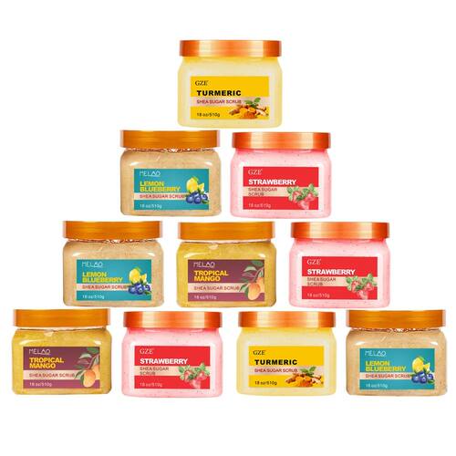 Shea Sugar Body Scrub Mango Strawberry Turmeric Lemon Bluebe