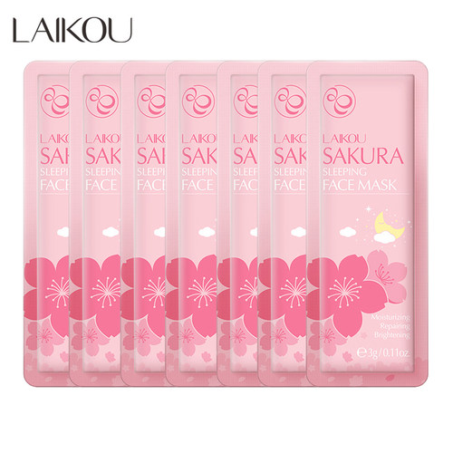 7pcs LAIKOU Sakura Face Mask Ration Pack Facial Sleeping Cre