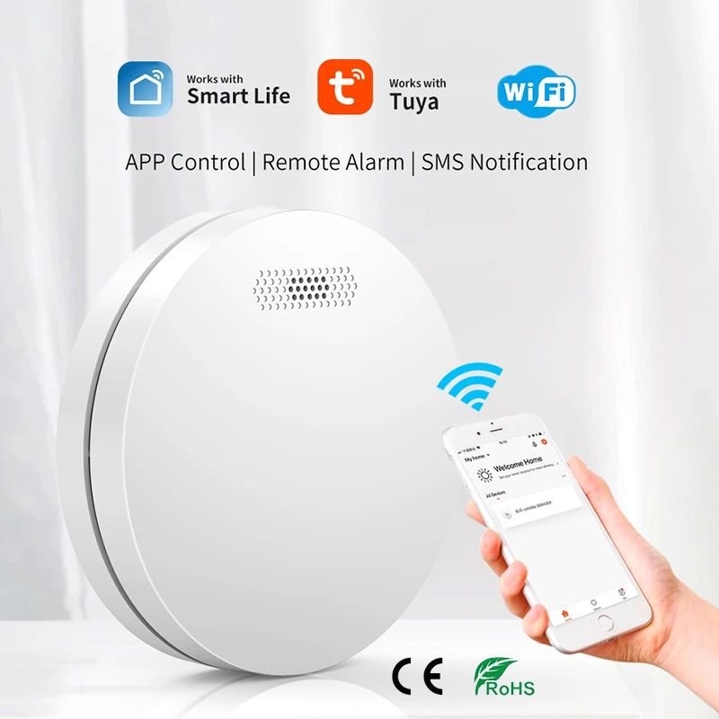 Tuya & Smart Life Home Safety Smoke Detector, Super Fino, Ve
