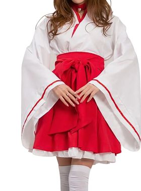 Mulheres Kikyo Kimono Cosplay Traje, Miko, Fox Spirit, Kitsu