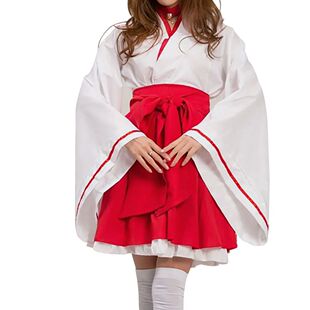 Mulheres Kikyo Kimono Cosplay Traje, Miko, Fox Spirit, Kitsu