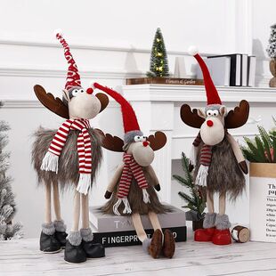 Grande pé natal elk boneca com luzes natal retrátil rena b