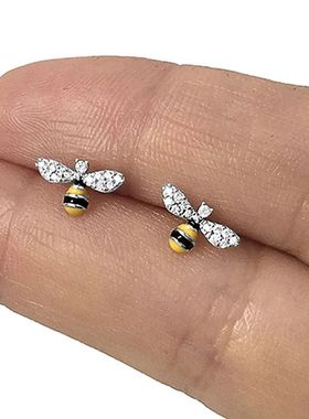 Huitan-pendientes divertidos de abeja de miel para mujer, ar