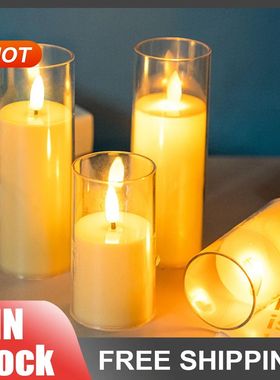 Led eletr?nico sem chama velas luz cintila??o wick efeito 3d