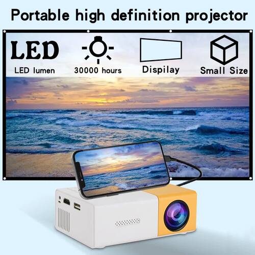 Mini proyector portátil YG300, televisión de alta definici