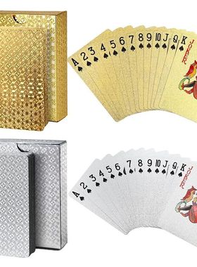 Cartas de jogo à prova dwaterproof água ouro plástico pok