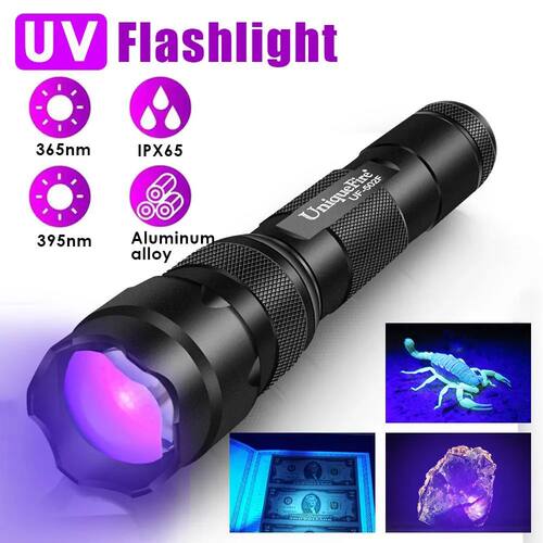 UniqueFire-linterna LED UV 502F, luz negra de mano, Detector